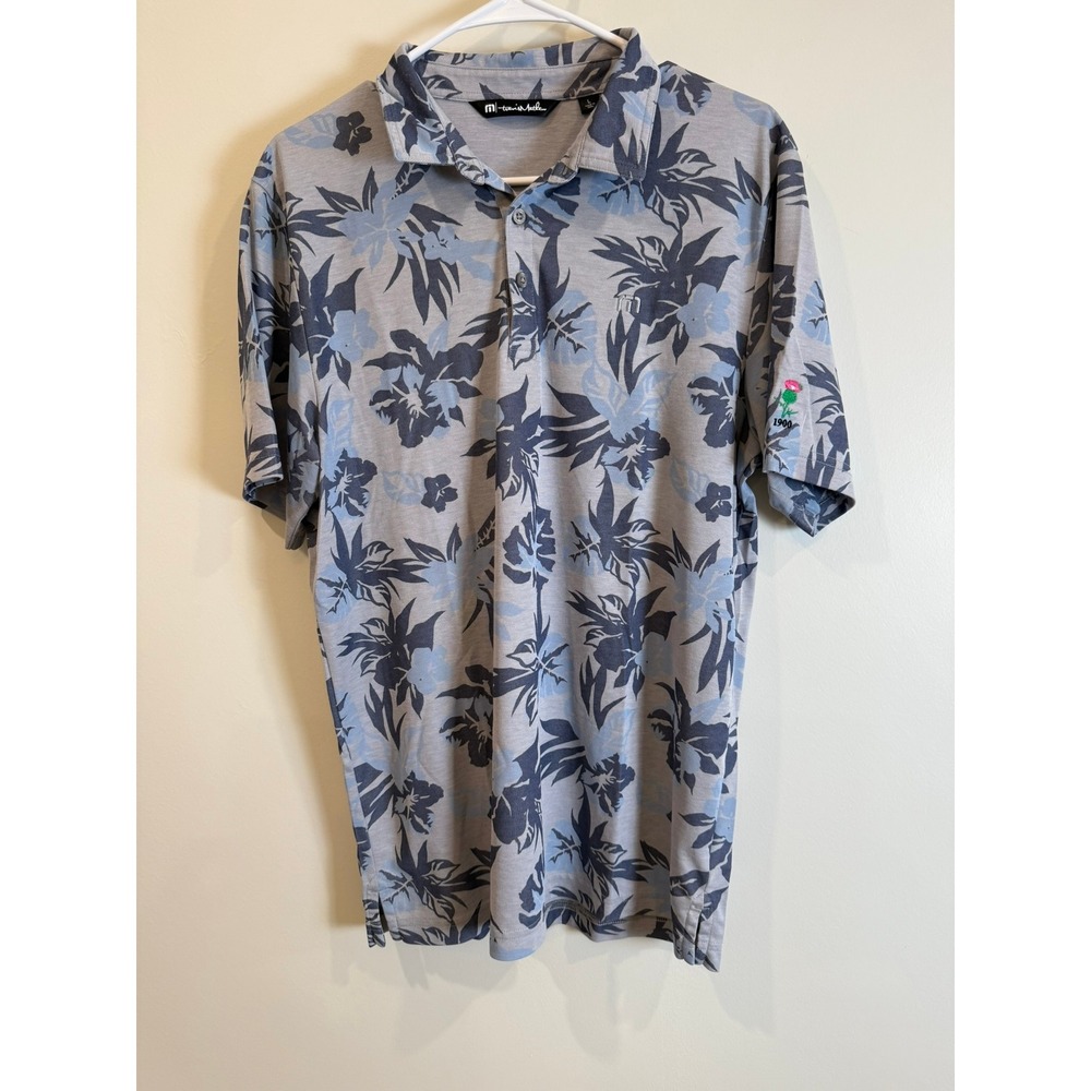 Travis Mathew Golf Polo Shirt Mens Large Floral Rose Thistle Embroidered 1900
